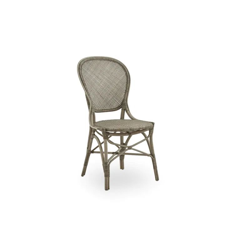 Taupe Grey Rattan Cane Side Chair
