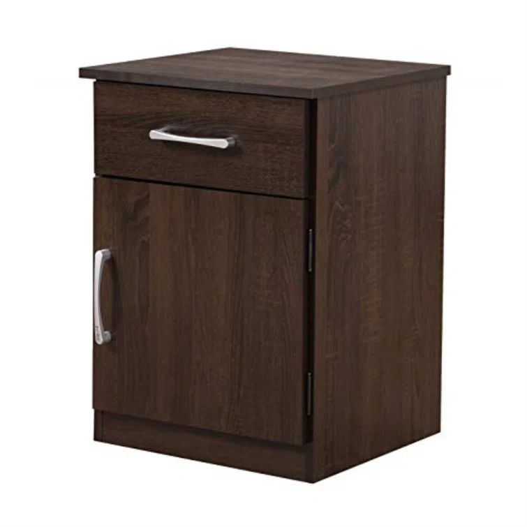 Wenge 1-Drawer Nightstand with Enclosed Storage
