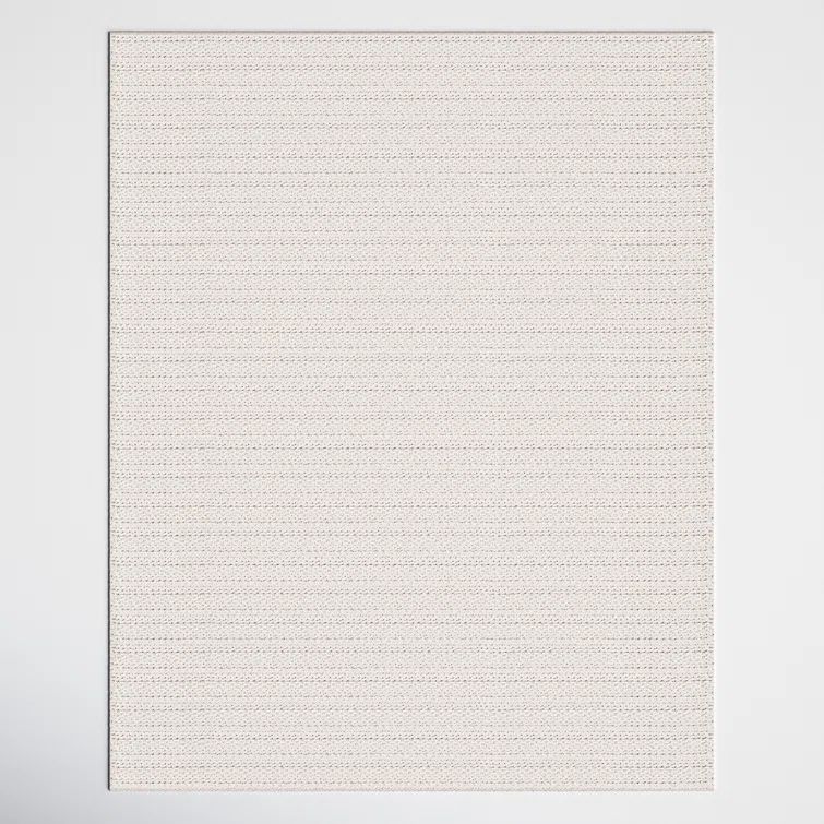 Ivory Tufted Wool and Viscose Striped 5' x 7' Rug