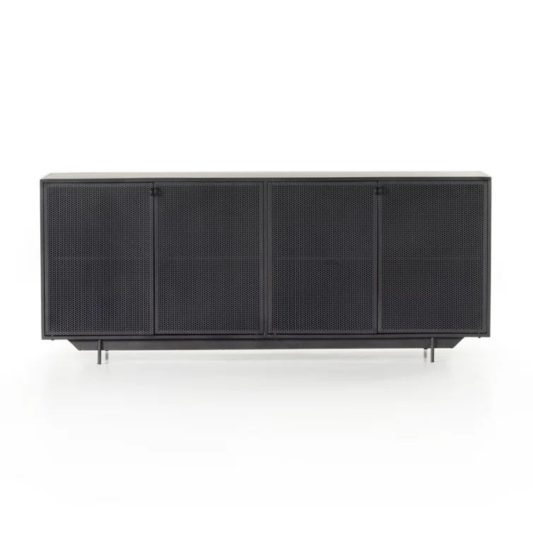 Hendrick Modern Black Iron 73'' Perforated Sideboard