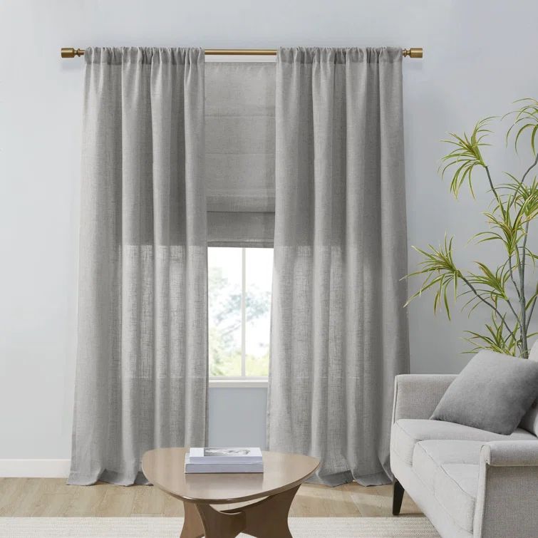 Gray Linen Blend Cordless Light Filtering Roman Shade