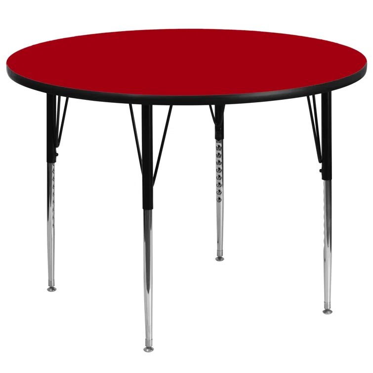 Red Round Laminate Activity Table with Adjustable Legs