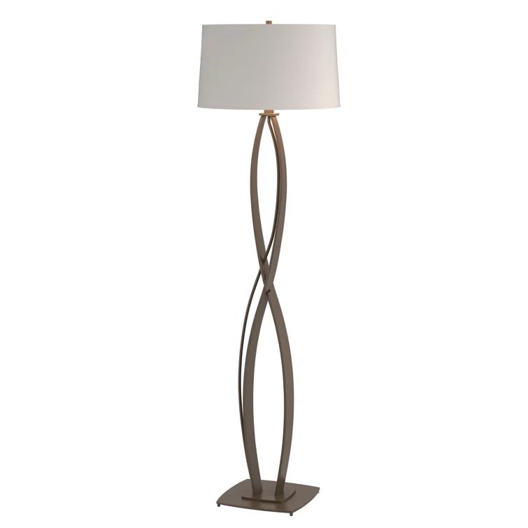 59.5'' Traditional Bronze Floor Lamp with Flax Shade