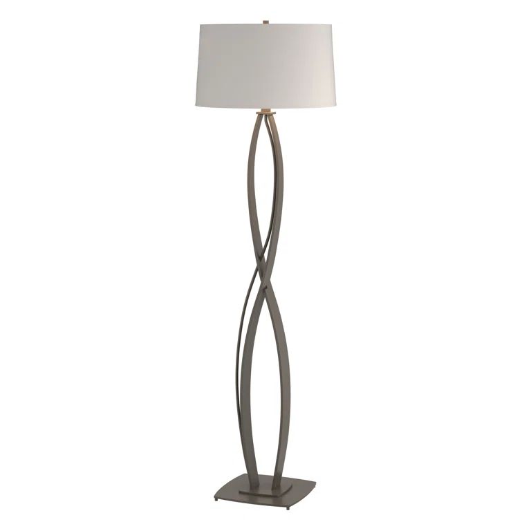 59.5'' Dark Smoke Traditional Floor Lamp with Flax Shade