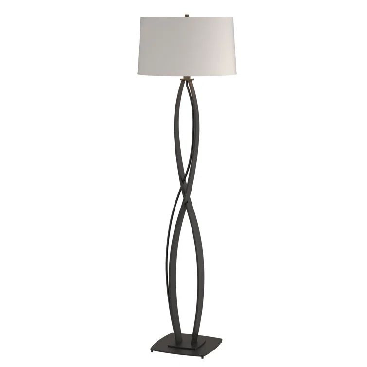 Infinity Flax Shade & Black Base Traditional Floor Lamp
