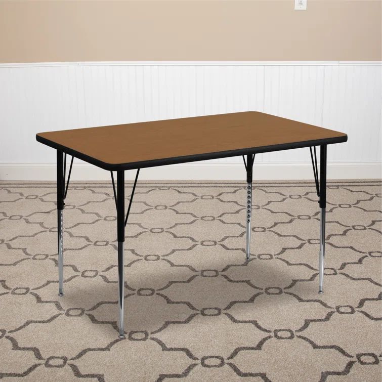 Oak Rectangular Adjustable Activity Table with Laminate Top