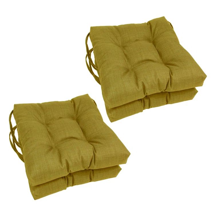 Avocado Green Outdoor Tufted Chair Cushions Set of 4