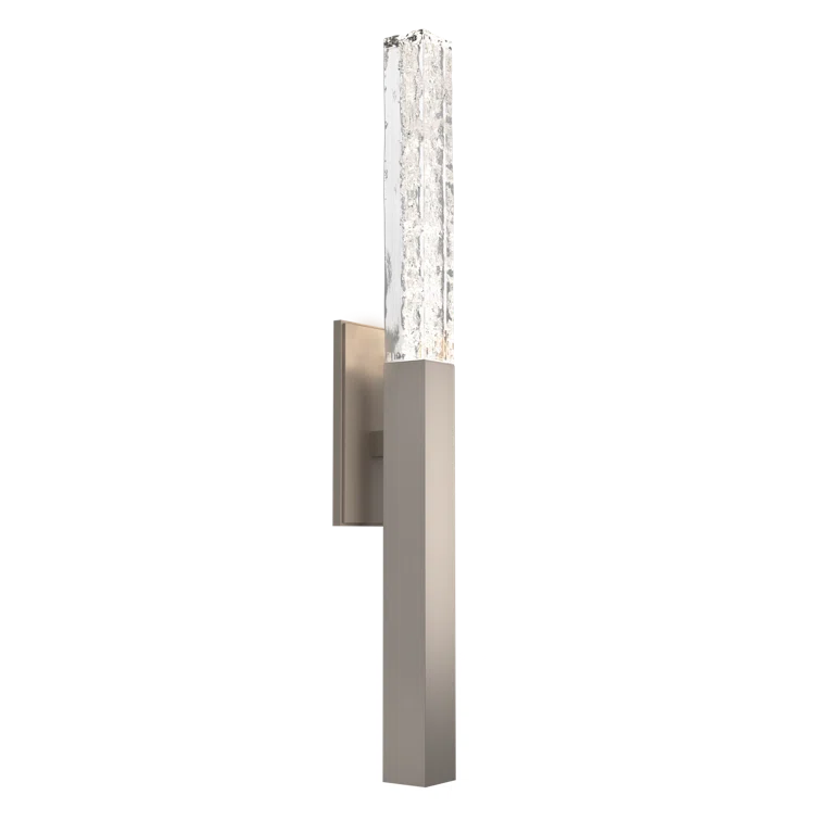 Metallic Beige Silver Linear Wall Sconce with Cast Glass