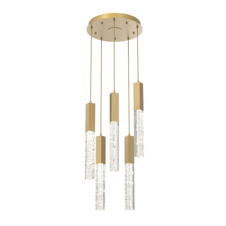 Gilded Brass and Glass 5-Light LED Pendant