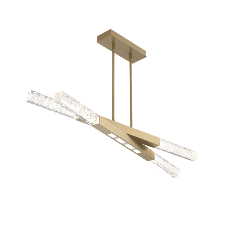 Gilded Brass LED Glass Drum Island Pendant Light