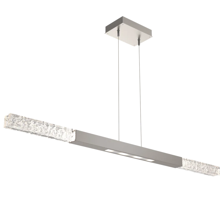 Silver Glass LED Linear Island Pendant Light