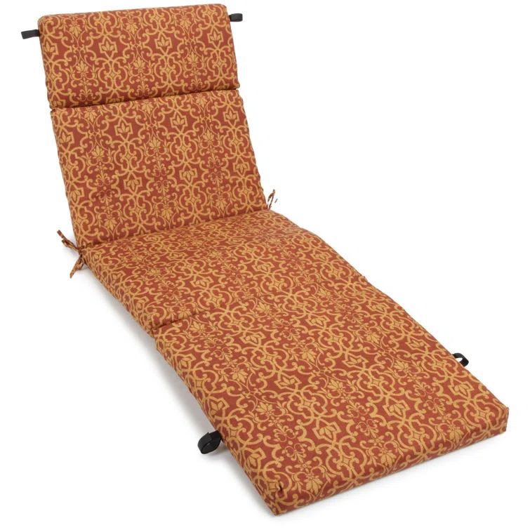 Vanya Paprika Patterned Polyester Outdoor Chaise Lounge Cushion