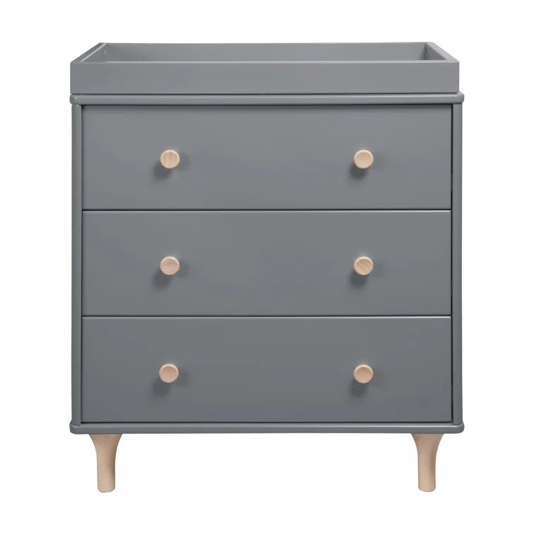 Lolly 3-Drawer Gray and Natural Pine Dresser with Changing Top