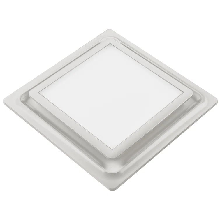 Satin Nickel Low Profile Ceiling Mount Bathroom Exhaust Fan with LED Light