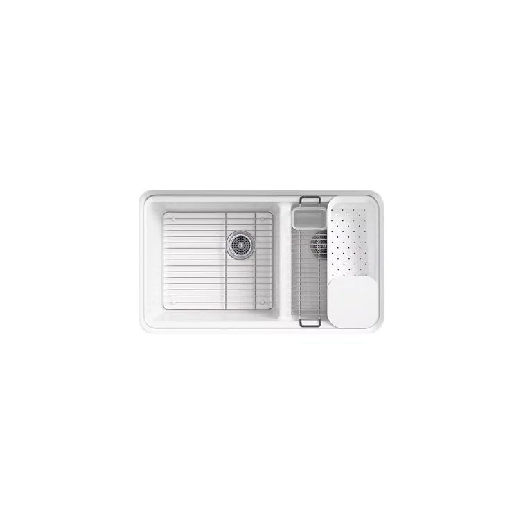 White Cast Iron Double Bowl Undermount Kitchen Sink