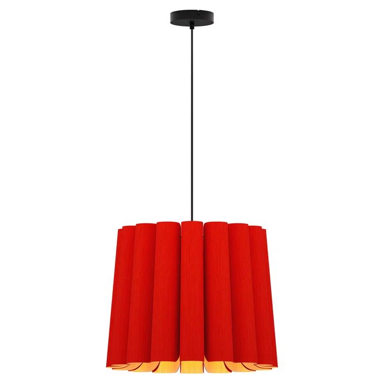 Renata Red Recycled Wood Veneer LED Pendant Light