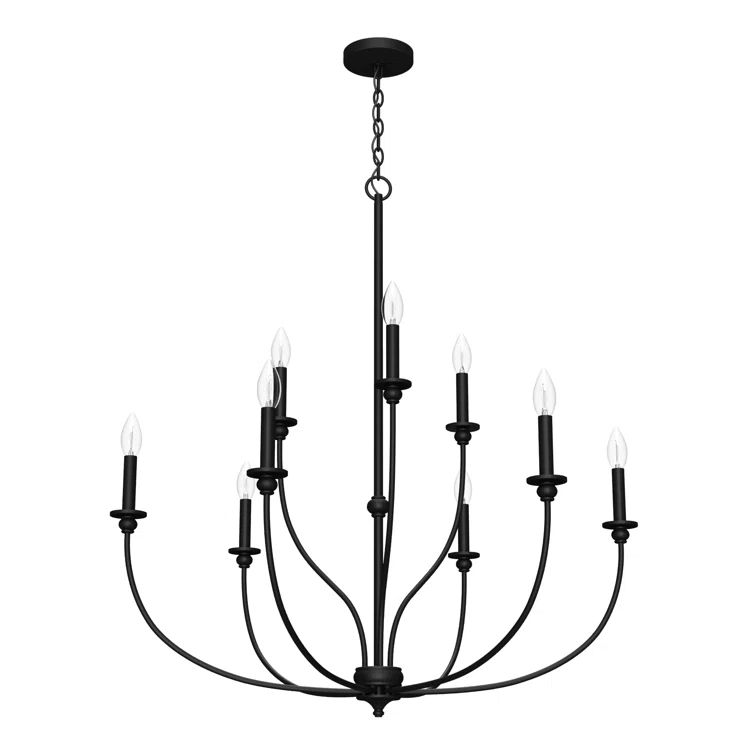Matte Black 9-Light Candle Style Chandelier