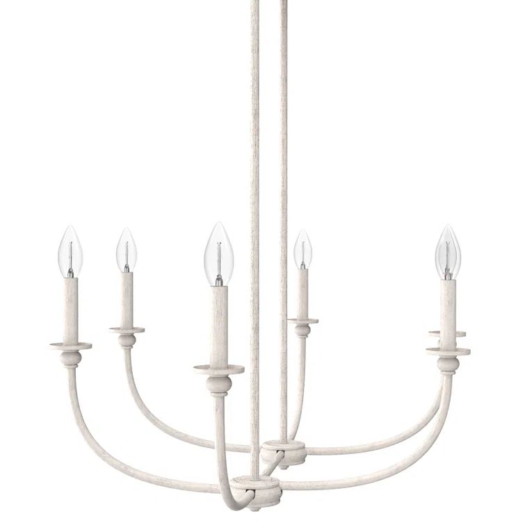 Southcrest Distressed White 36" Linear Chandelier with 6 Lights