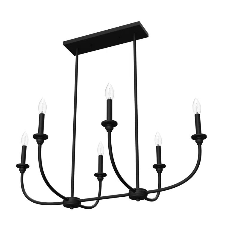 Southcrest Matte Black 6-Light Linear Chandelier