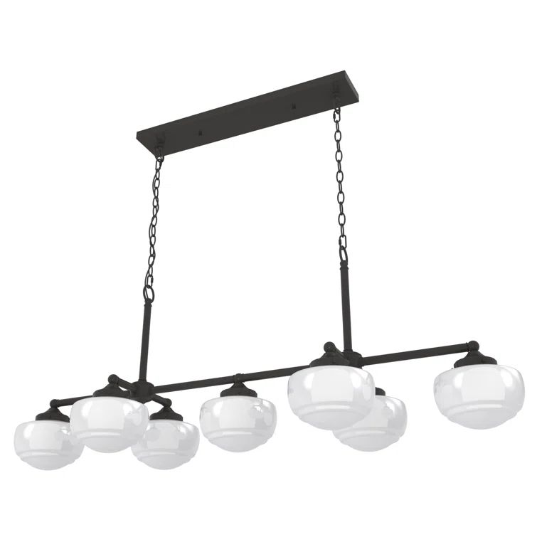 Noble Bronze 52" 7-Light Linear Chandelier with Glass Globes