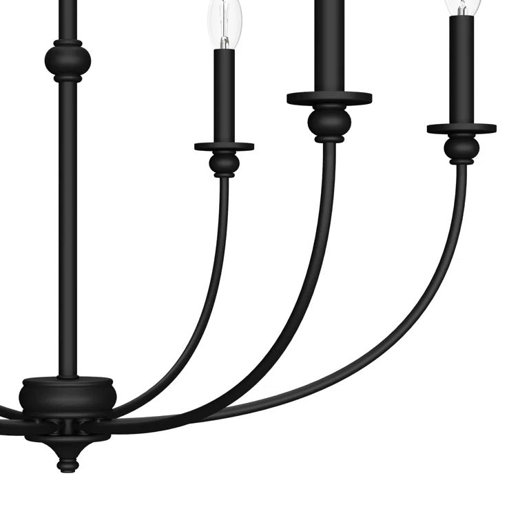 Southcrest Classic Matte Black 6-Light Candle Chandelier