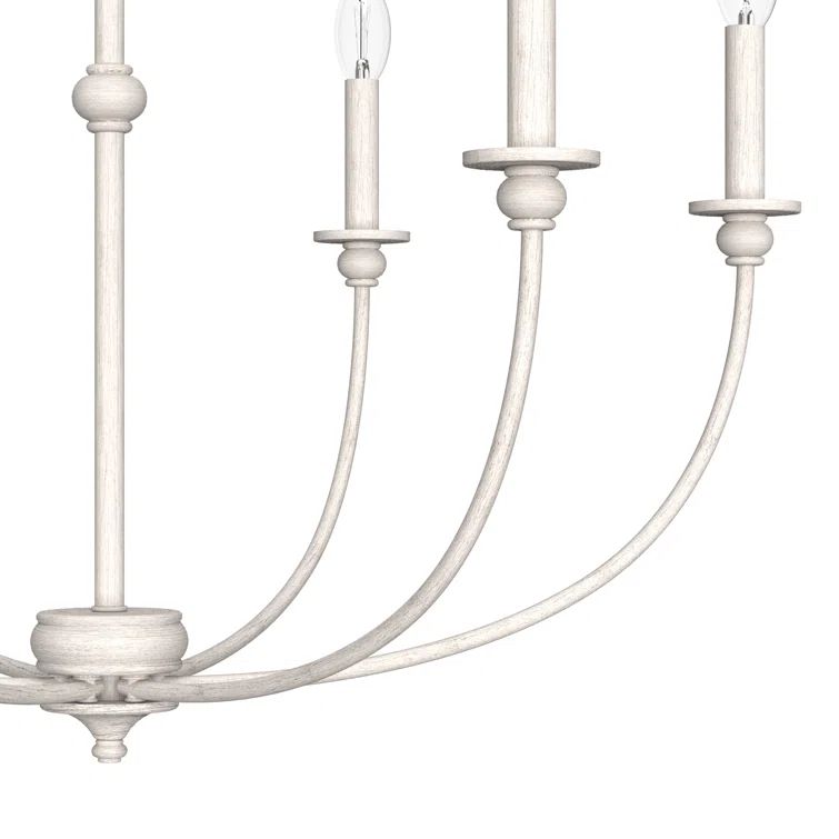 Southcrest Distressed White Metal 6-Light Candelabra Chandelier