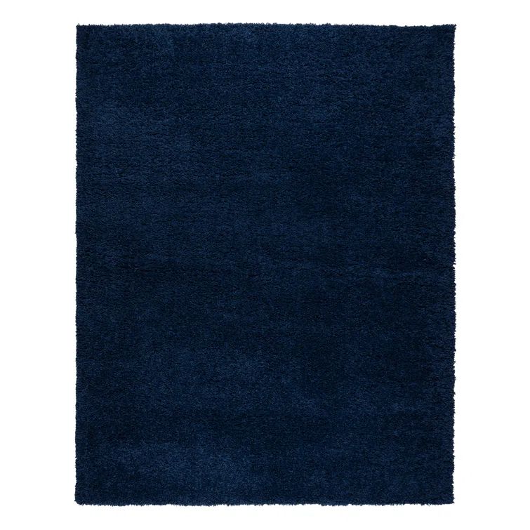 Solid Navy Rectangular 8' x 10' Synthetic Shag Area Rug