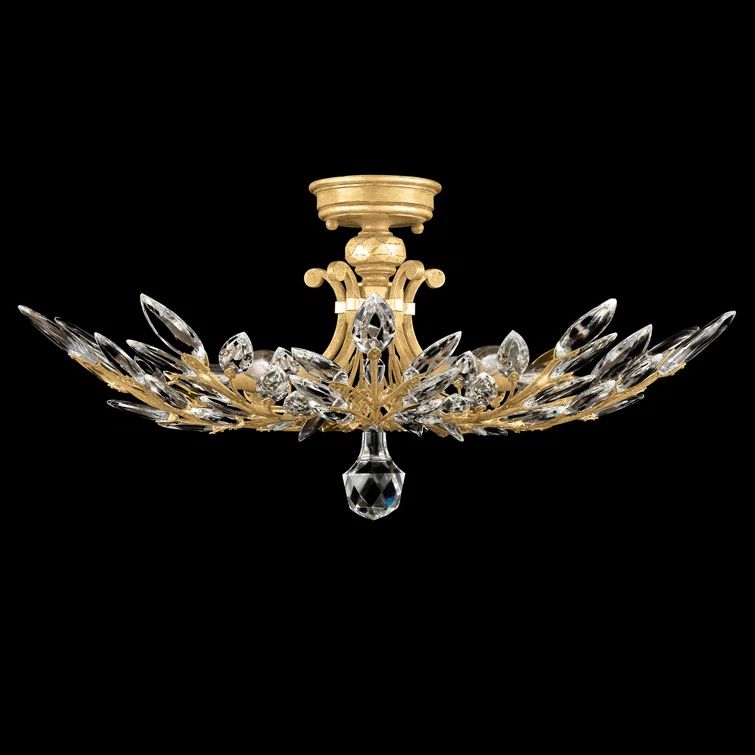 Elegant Crystal Laurel 5-Light LED Semi-Flush Mount in Gold Leaf