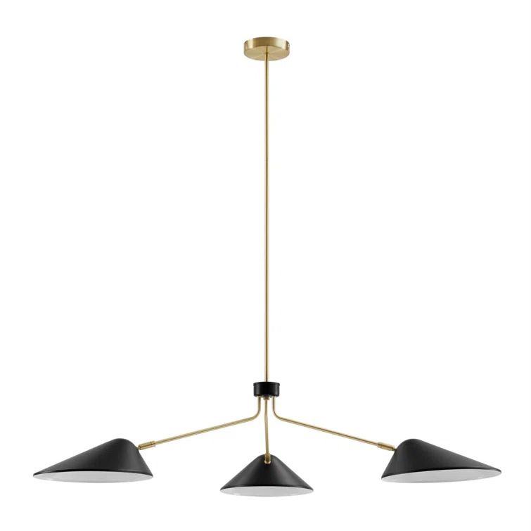 Black Satin Brass 48" LED Triple Arm Pendant Light