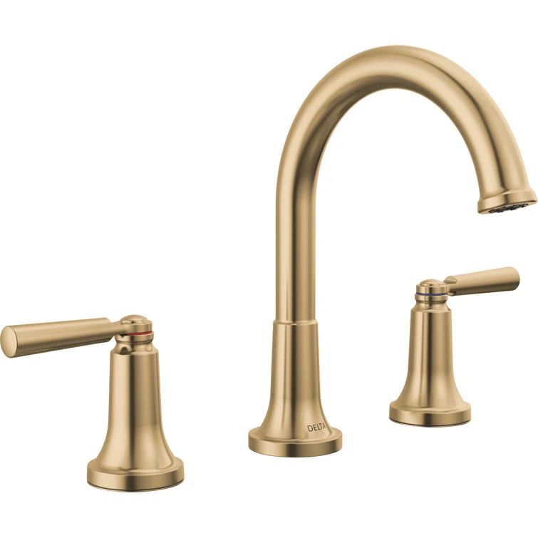 Champagne Bronze Widespread Bathroom Faucet with Drain Assembly