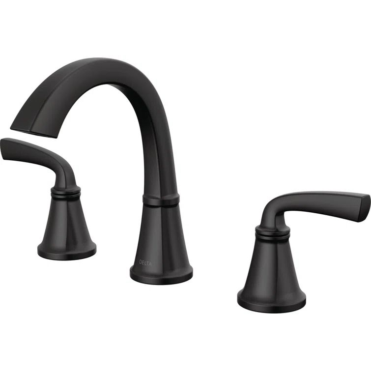 Delta Geist Matte Black Widespread Bathroom Faucet with Ceramic Disc Valve