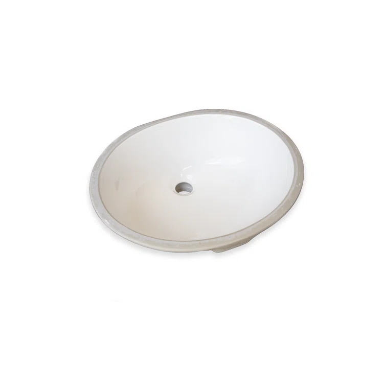 Bisque Ceramic Oval Undermount Bathroom Sink with Overflow