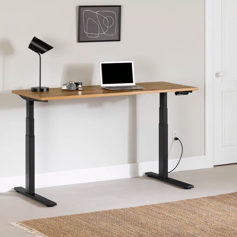 Nordik Oak and Matte Black Adjustable Height Standing Desk