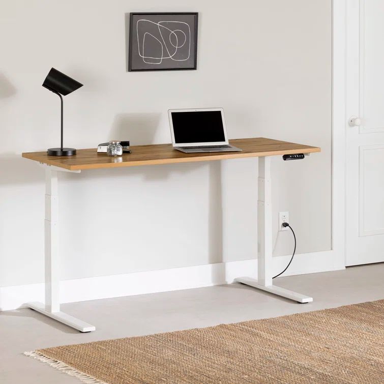 Nordik Oak and White Sleek Adjustable Standing Desk