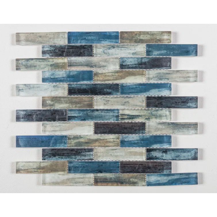 Giovan Blue and Gray Glass Brick Joint Mosaic Tile