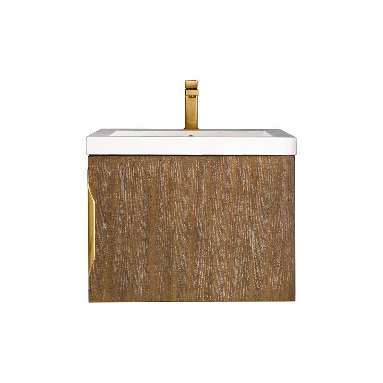 Latte Oak 24'' Wall-Mount Vanity with White Composite Top