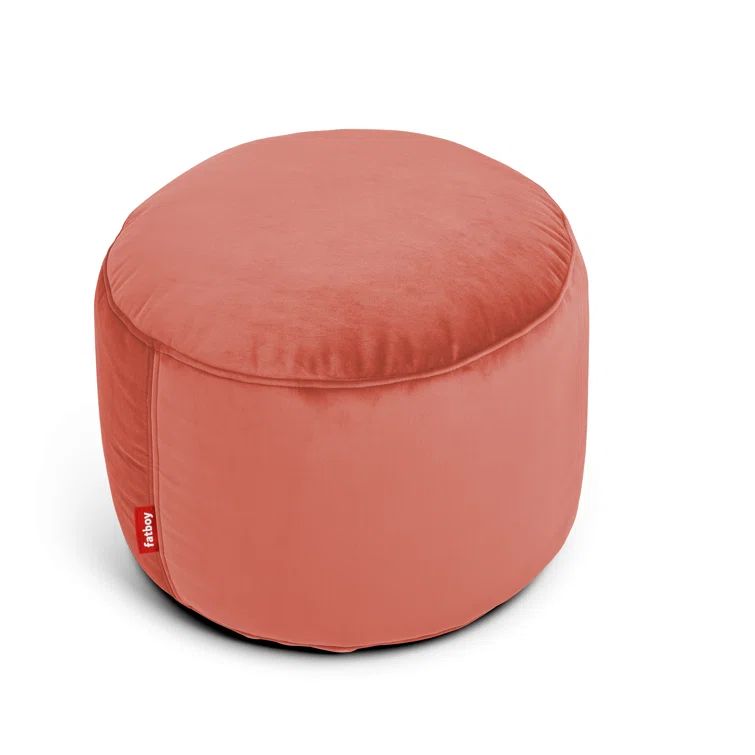 Rhubarb Velvet Round Pouf Ottoman with EPS Beads