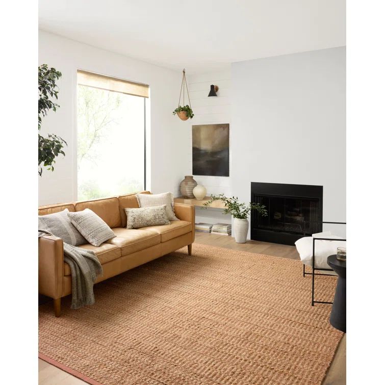 Handmade Natural Clay Geometric Cotton Area Rug 5' x 7'