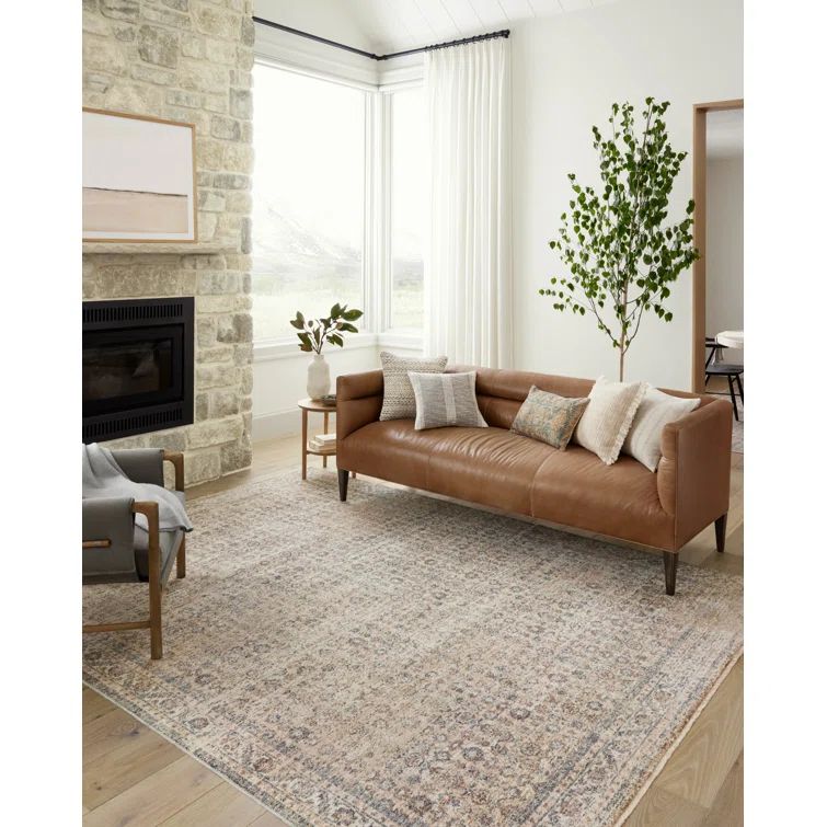 Transitional Earth-Toned 18" Square Synthetic Area Rug