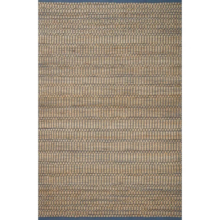 Handwoven Natural and Navy Geometric Cotton Accent Rug 2'-0" x 3'-0"