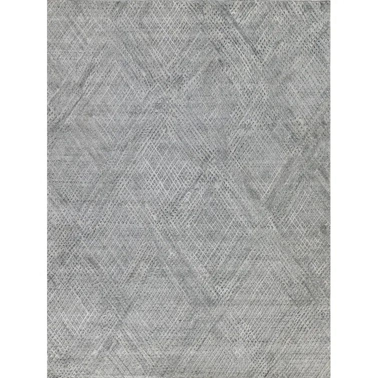 Handmade Crescendo Geometric Gray Viscose Area Rug 12' x 15'