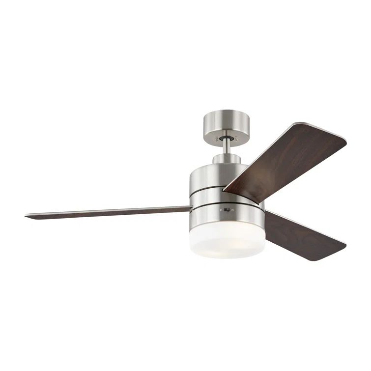 Brushed Silver 44'' Ceiling Fan with Light and Remote