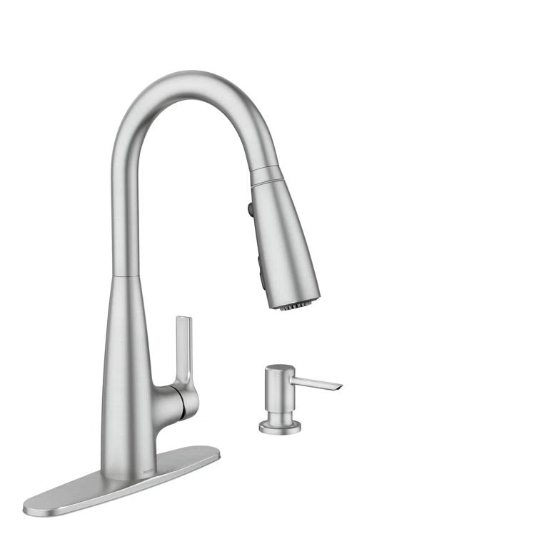 Stainless Steel Single-Handle Pull-Down Kitchen Faucet with LED Temperature Indicator