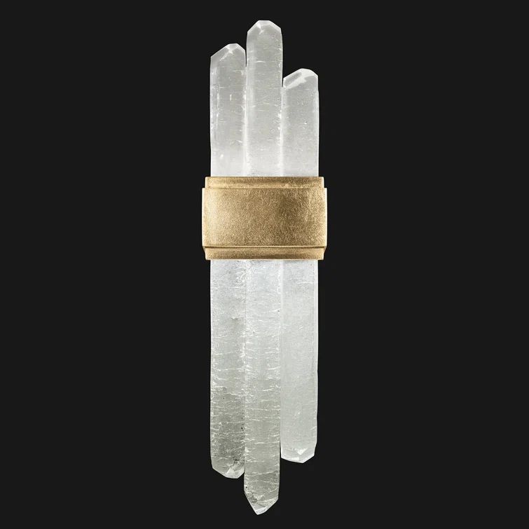 Gold Leaf Cylinder Dimmable LED Wall Sconce with Rock Crystal Glass