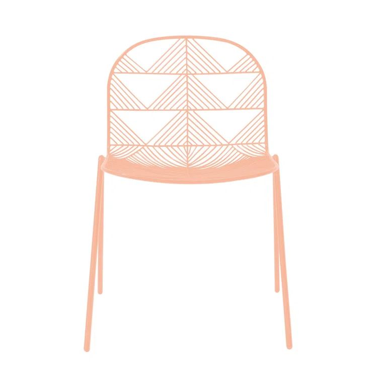 Peachy Pink Metal Windsor Back Stacking Chair
