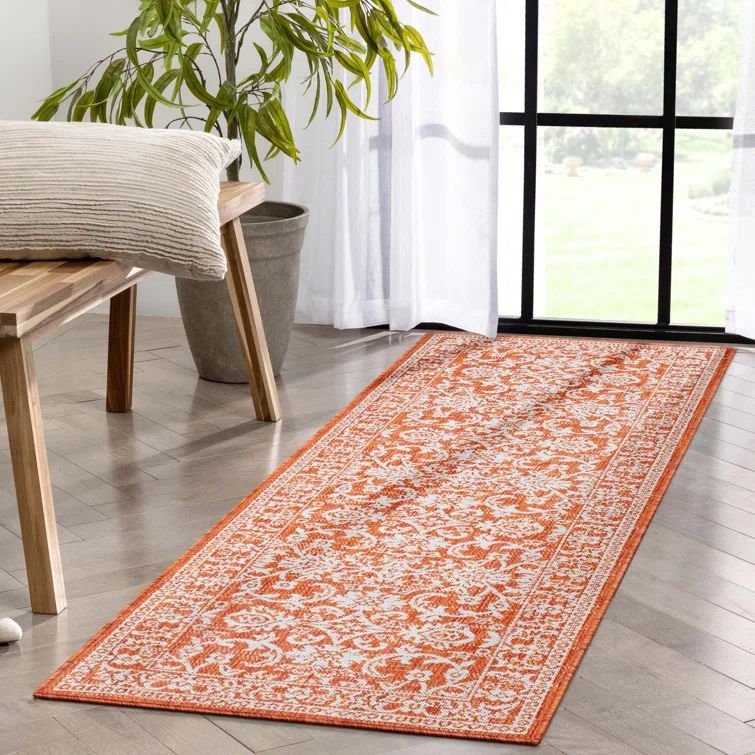 Delphi Persian Oriental Flat Woven Orange Runner Rug 2'3" x 7'3"