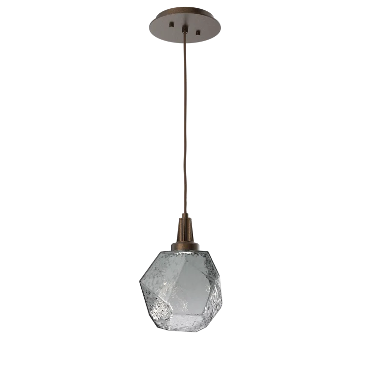 Gem Inspired 8.4" Smoke Glass & Satin Nickel LED Pendant Light