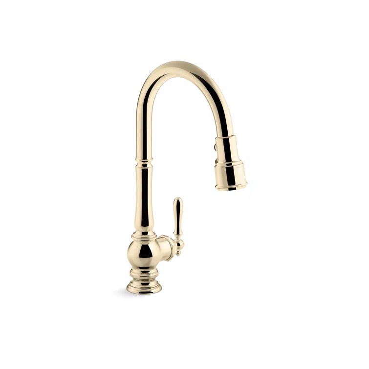 Vibrant French Gold Pull-Down Kitchen Faucet with Sprayhead