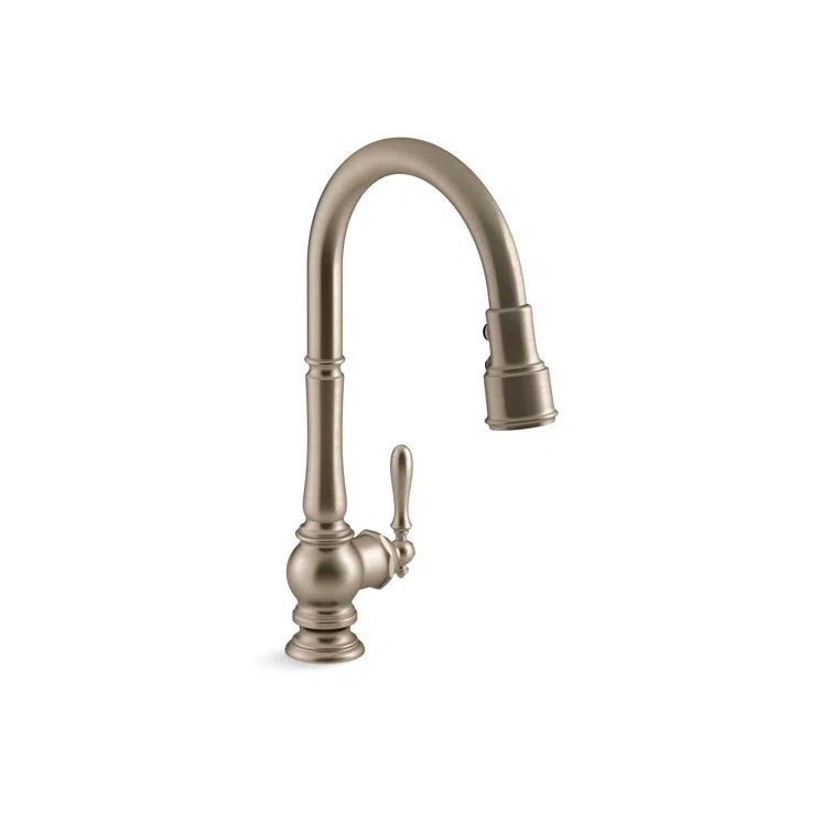 Vibrant Brushed Bronze Pull-Down Kitchen Faucet with Sprayhead