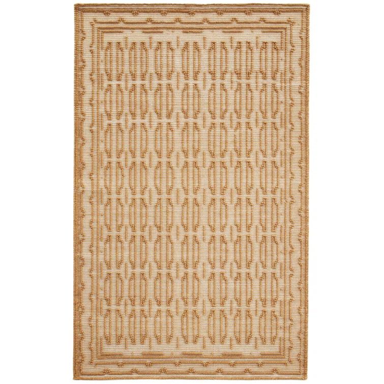 Handmade Geometric Elegance Wool-Cotton Blend Rug 8' x 10'